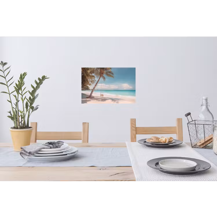 Palmboom - Schommel - Strand - Lucht Muursticker klein -eettafel