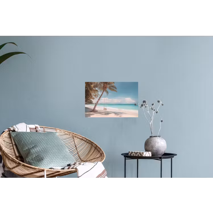 Palmboom - Schommel - Strand - Lucht Muursticker klein -plant