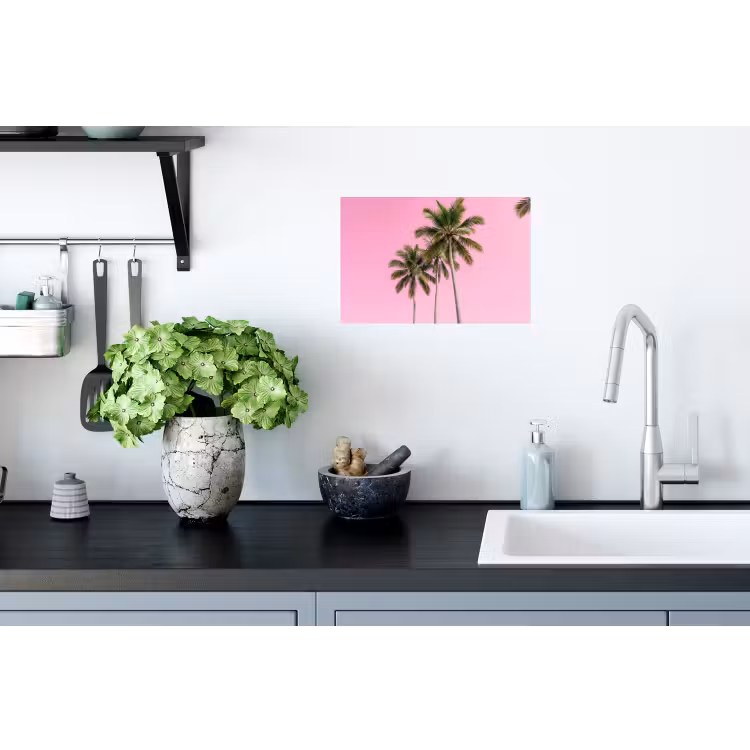 Palmboom - Tropisch - Pink Muursticker klein -keuken