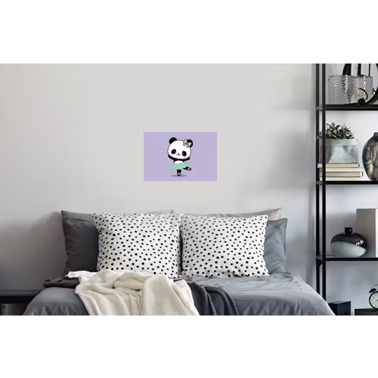 Panda - Paars - Sierlijk - Kawaii Muursticker klein -slaapkamer