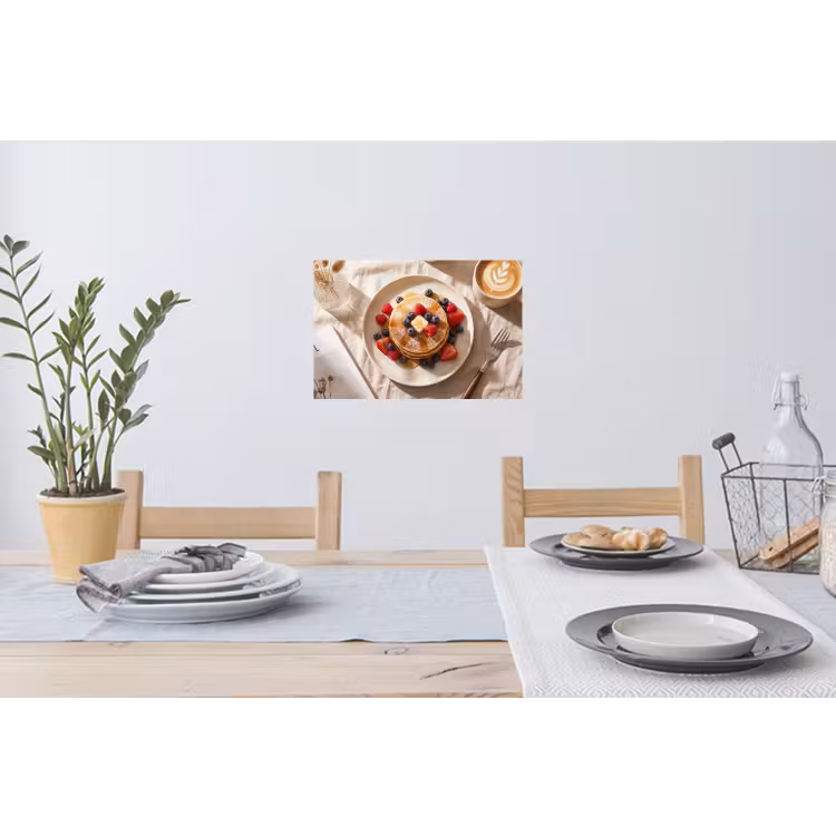 Pannenkoeken - Bessen - Ontbijt - Modern - Beige Muursticker klein -eettafel