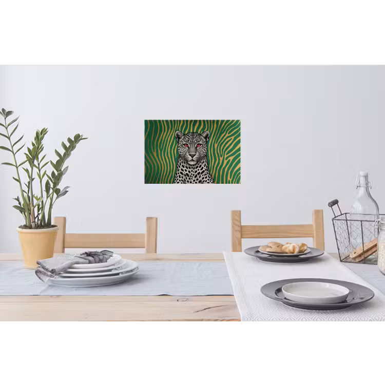 Panter - Zebrapatroon - Groen Muursticker klein -eettafel