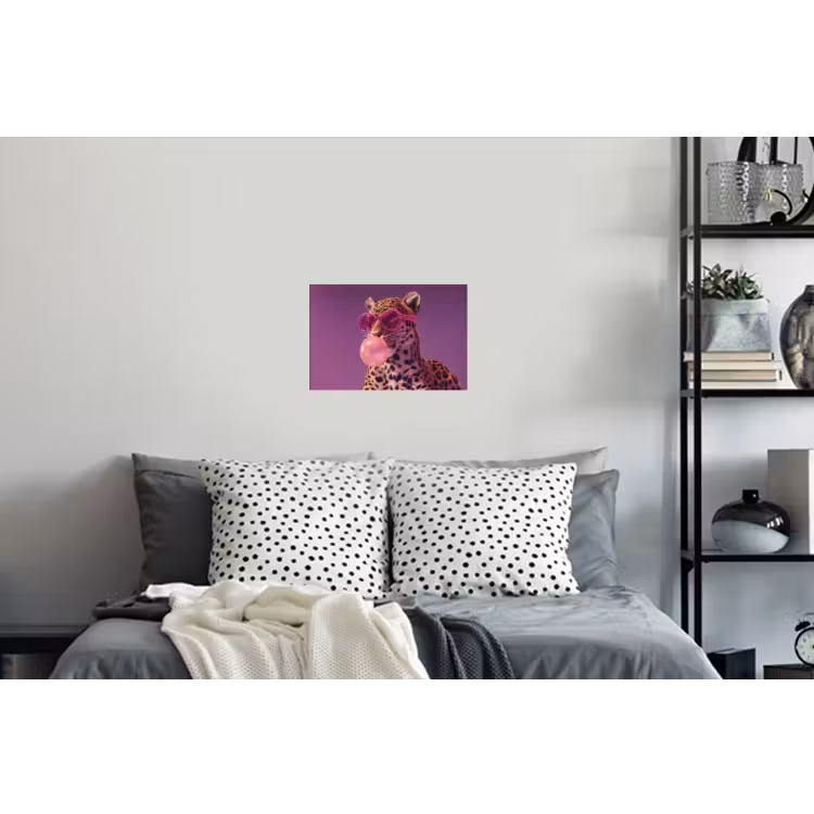 Panter - Zonnebril - Kauwgombel - Roze Muursticker klein -slaapkamer