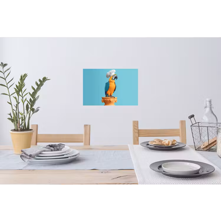 Papegaai - Koksmuts - Grappig - Vogel Muursticker klein -eettafel
