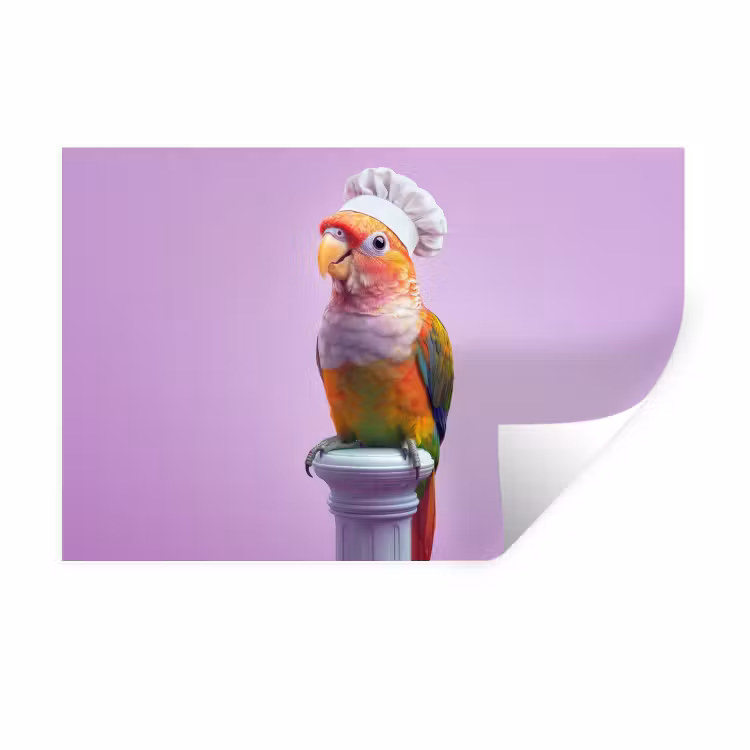 Papegaai - Koksmuts - Pilaar - Vogel Muursticker klein -3d