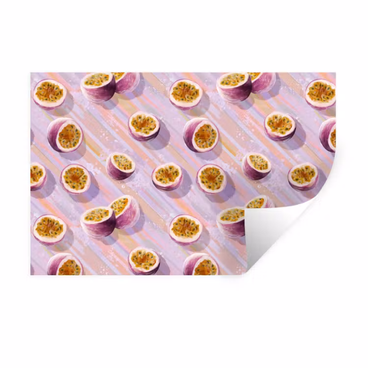 Passievrucht - Tropisch - Paars Muursticker klein 286 -3d