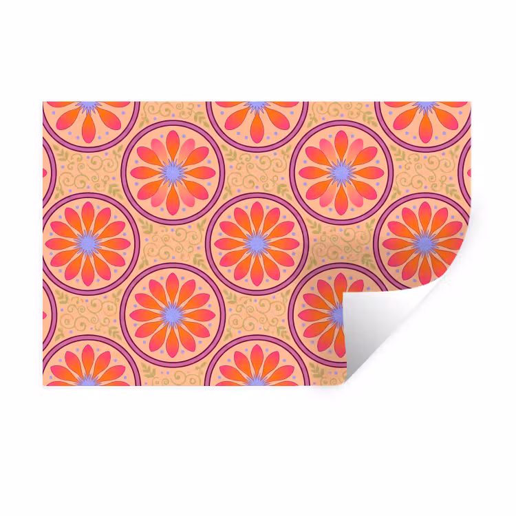 Patroon - Bloemen - Decoratief - Kleurrijk - Modern Muursticker klein -3d