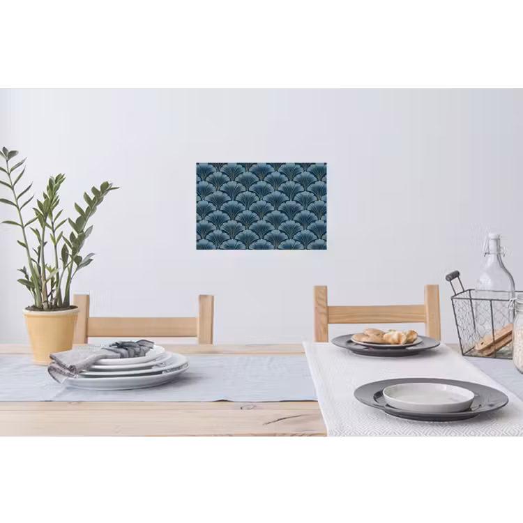 Patroon - Ginkgoblad - Blauw Muursticker klein 286 -eettafel
