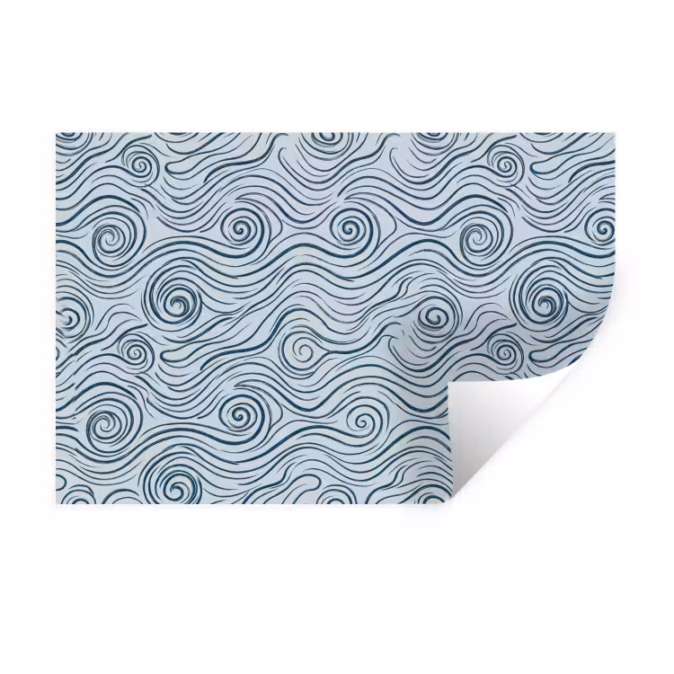 Patroon - Golven - Abstract - Modern - Blauw Muursticker klein -3d
