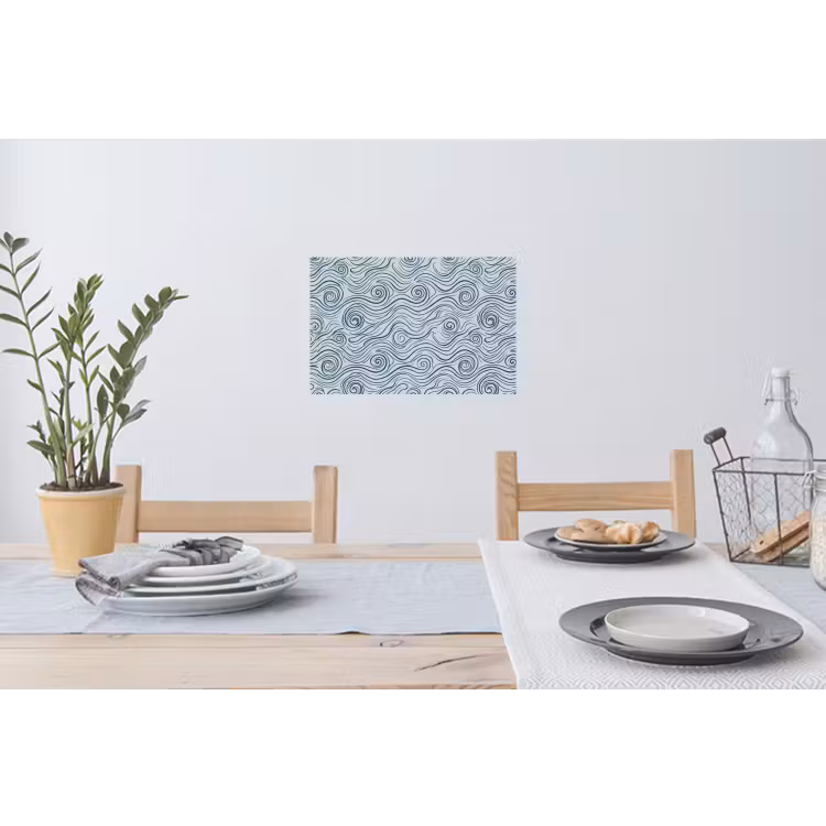 Patroon - Golven - Abstract - Modern - Blauw Muursticker klein -eettafel