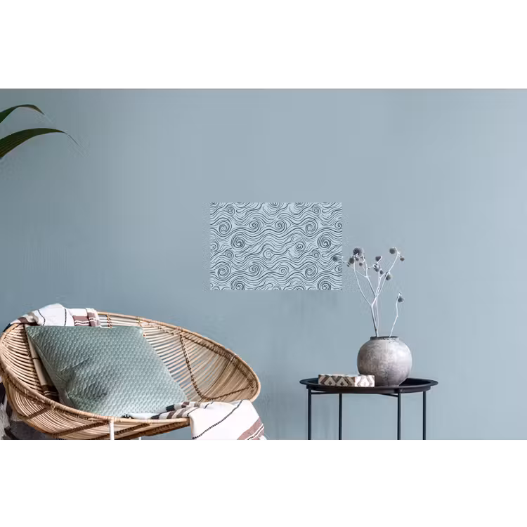 Patroon - Golven - Abstract - Modern - Blauw Muursticker klein -plant