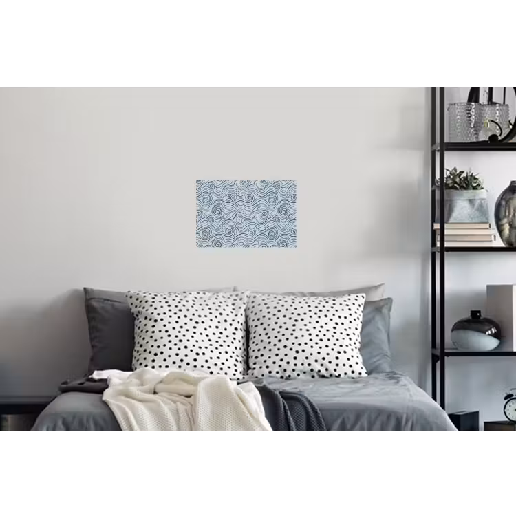 Patroon - Golven - Abstract - Modern - Blauw Muursticker klein -slaapkamer