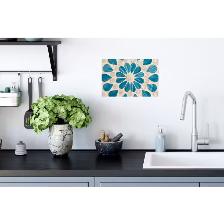 Patroon - Mozaïek - Schelpen - Abstract - Turquoise Muursticker klein -keuken