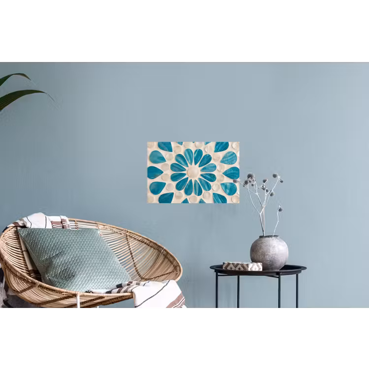 Patroon - Mozaïek - Schelpen - Abstract - Turquoise Muursticker klein -plant