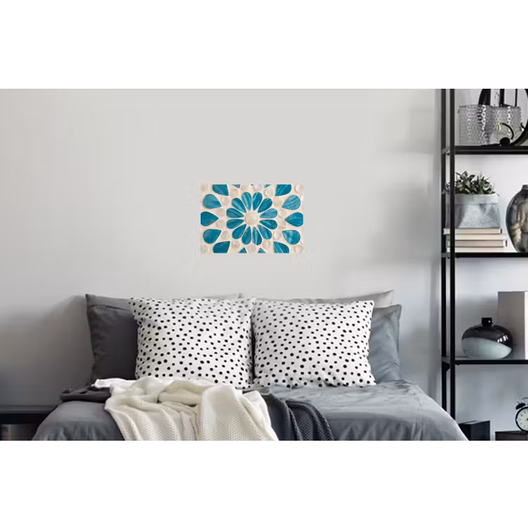 Patroon - Mozaïek - Schelpen - Abstract - Turquoise Muursticker klein -slaapkamer