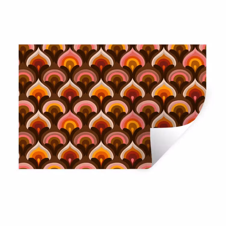 Patroon - Retro - Kleurrijk Muursticker klein 286 -3d