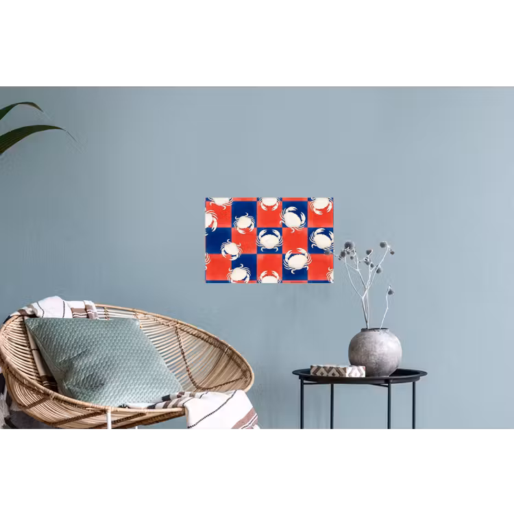 Patroon - Zeeleven - Rood - Blauw - Abstract Muursticker klein -plant