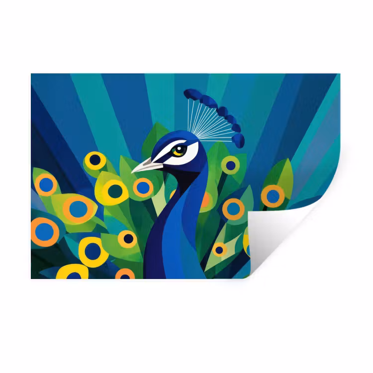 Pauw - Cirkels - Blauw Muursticker klein -3d