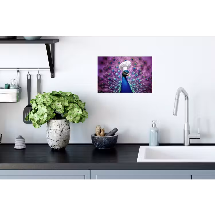Pauw - Koksmuts - Cool - Paars Muursticker klein -keuken