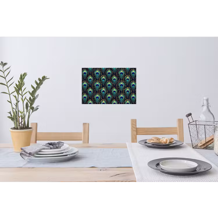 Pauw - Veren - Groen Muursticker klein 286 -eettafel