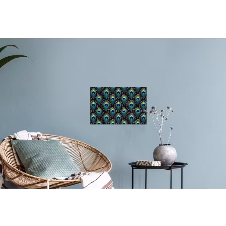 Pauw - Veren - Groen Muursticker klein 286 -plant
