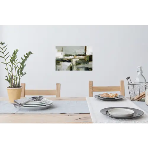 Penseelstreken - Groen - Abstract - Japandi Muursticker klein -eettafel