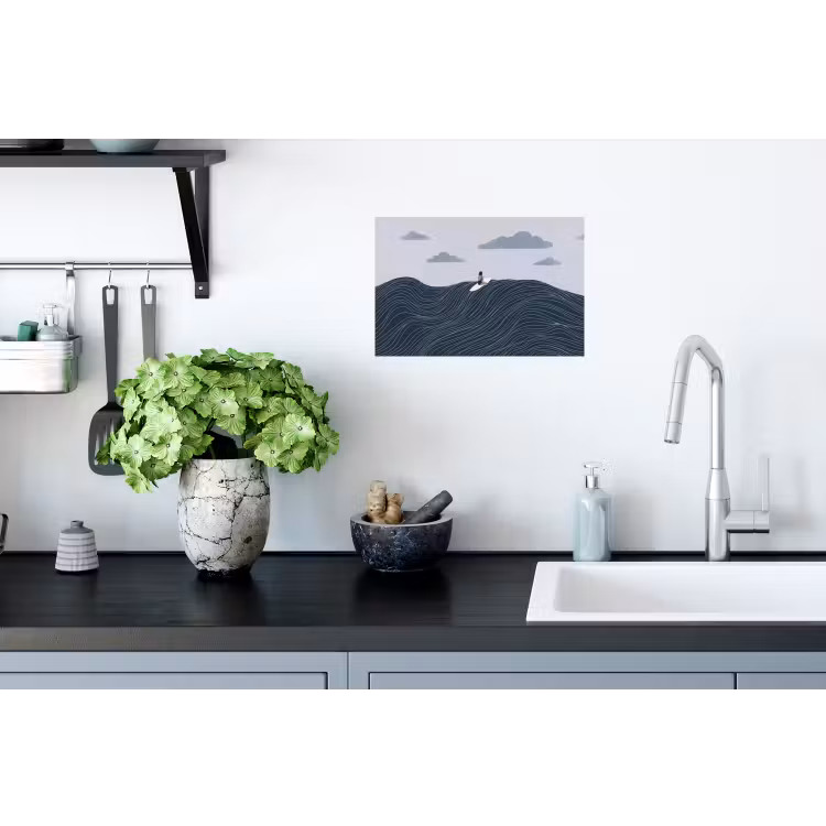 Persoon - Surfen - Oceaan - Natuur - Modern Muursticker klein -keuken