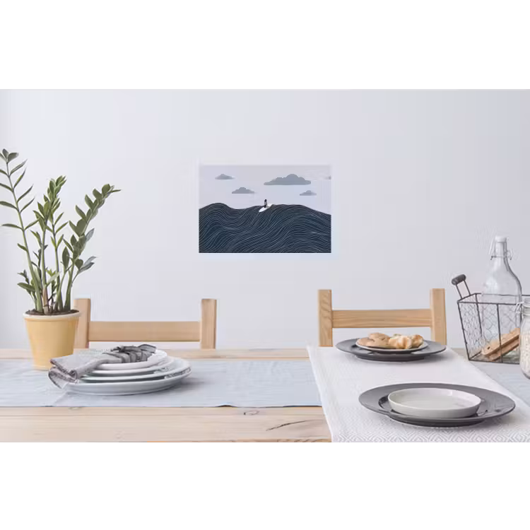 Persoon - Surfen - Oceaan - Natuur - Modern Muursticker klein -eettafel