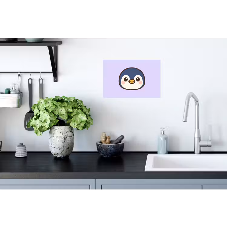 Pinguïn - Paars - Schattig Muursticker klein -keuken