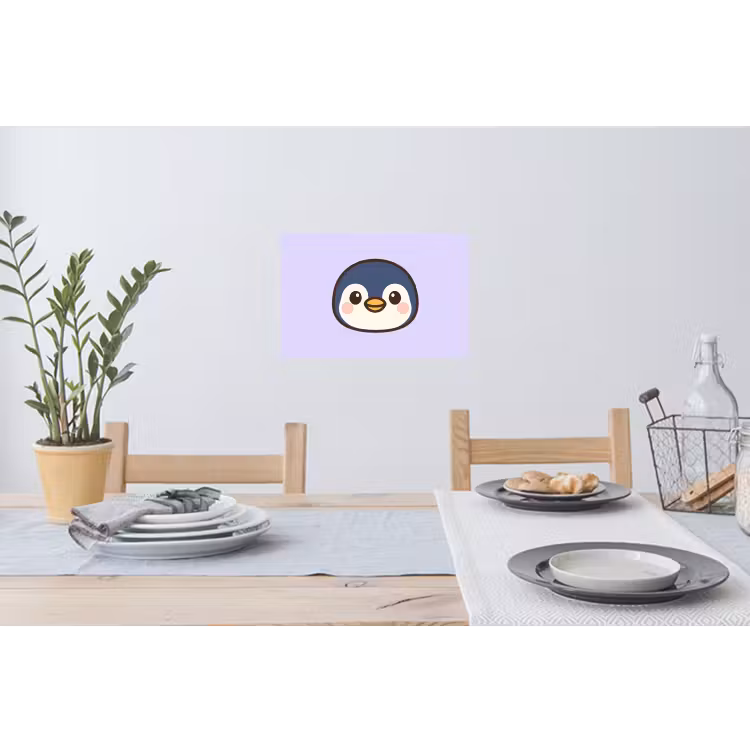 Pinguïn - Paars - Schattig Muursticker klein -eettafel