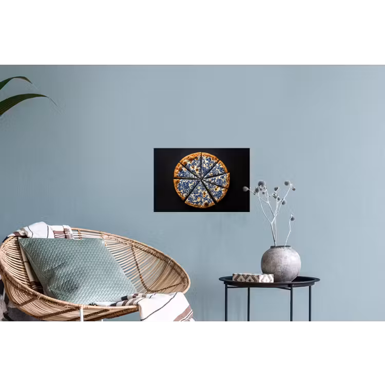 Pizza - Eten - Delftsblauw Muursticker klein -plant