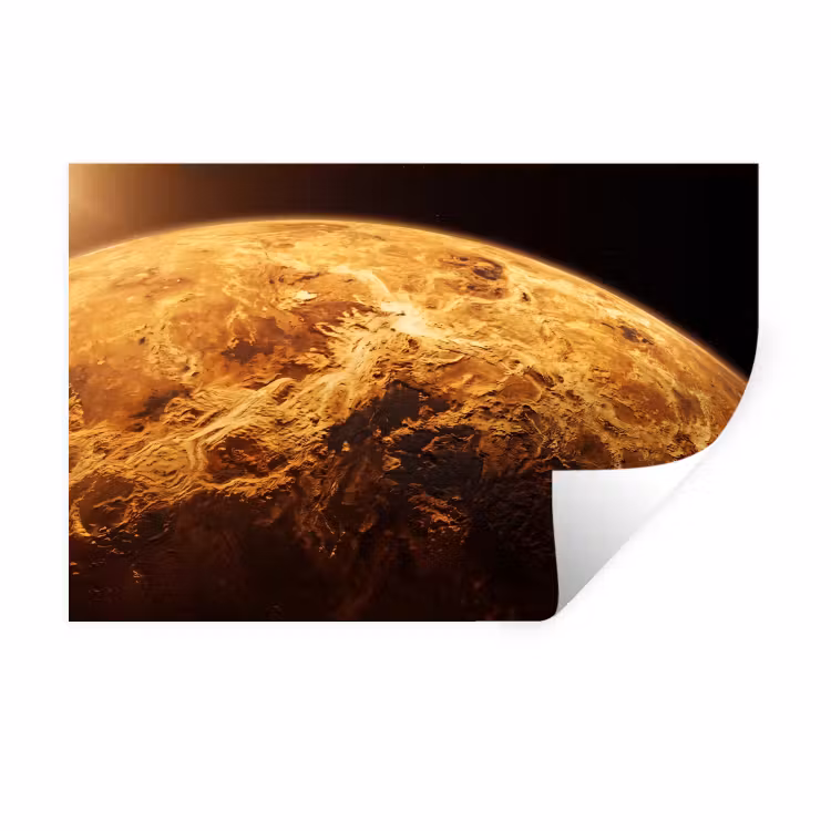 Muursticker - Planeet - Ruimte - Oranje - Planeet - Ruimte - Oranje Muursticker klein