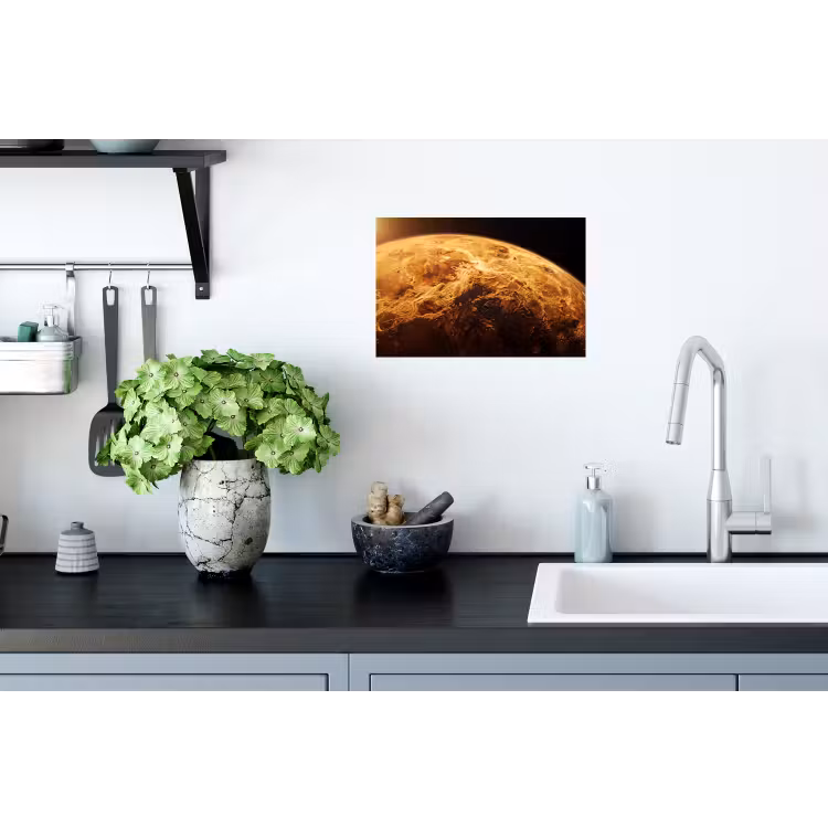 Muursticker - Planeet - Ruimte - Oranje - Planeet - Ruimte - Oranje Muursticker klein