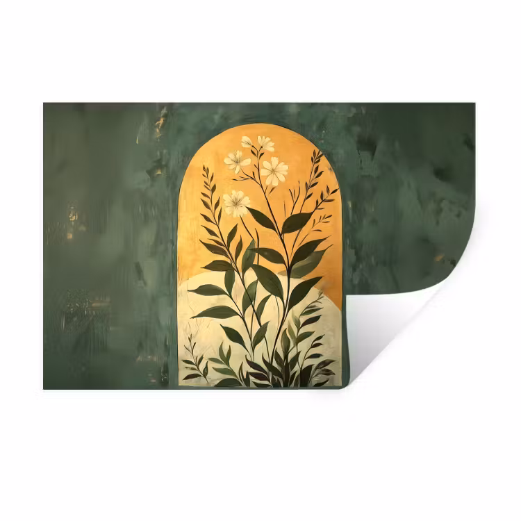 Plant - Bloemen - Wit Muursticker klein -3d