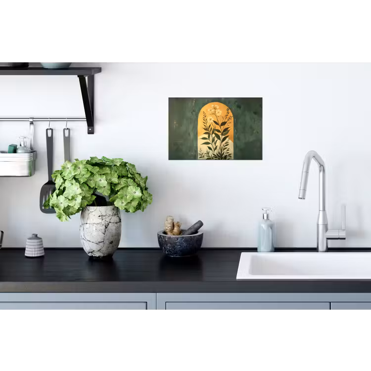 Plant - Bloemen - Wit Muursticker klein -keuken