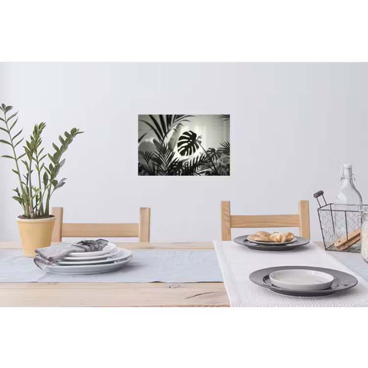 Planten - Bladeren - Natuur - Minimalistisch - Groen Muursticker klein -eettafel
