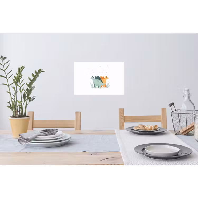 Planten - Sterren - Dinosaurussen - Oranje Muursticker klein -eettafel