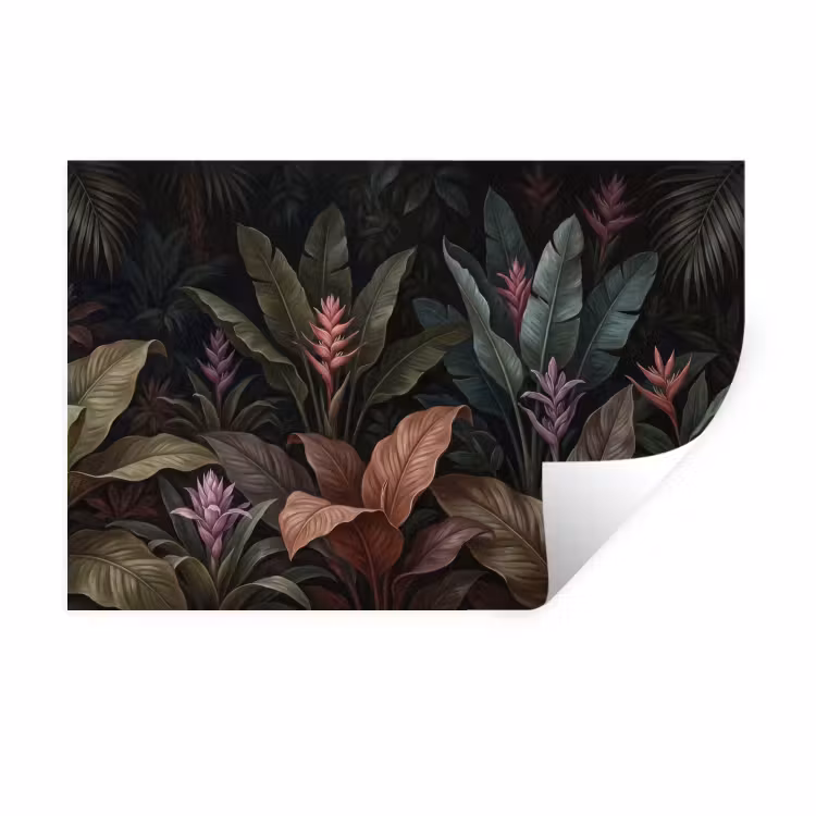 Planten - Tropisch - Jungle - Donker - Natuur Muursticker klein -3d
