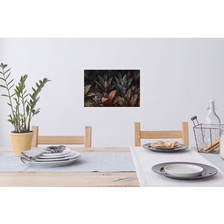 Planten - Tropisch - Jungle - Donker - Natuur Muursticker klein -eettafel
