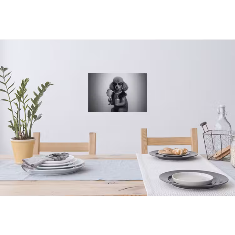 Poedel - Spiegel - Zwart - Wit Muursticker klein -eettafel