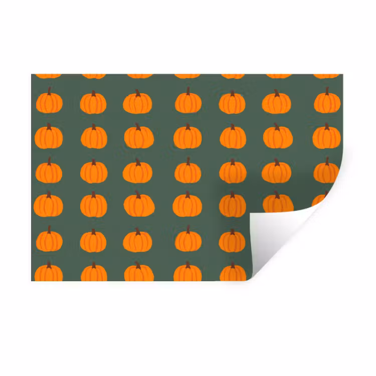 Pompoen - Patroon - Oranje Muursticker klein 286 -3d