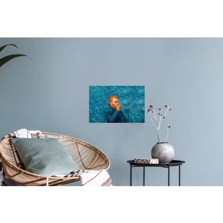 Portret - Klassiek - Blauw Muursticker klein -plant