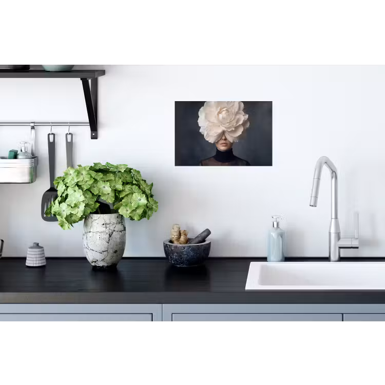 Portret - Mysterieus - Wit Muursticker klein -keuken