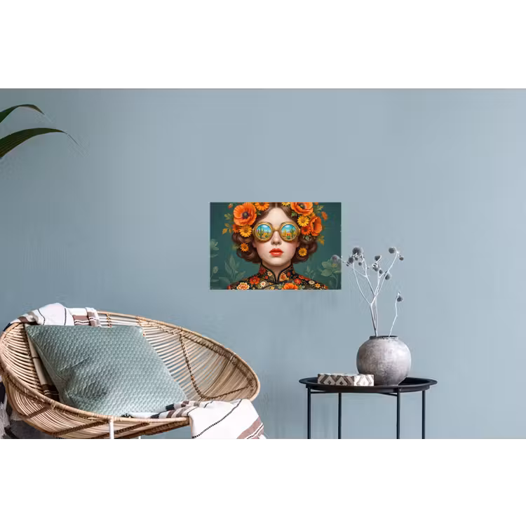 Portret - Vrouw - Kleurrijk - Expressief Muursticker klein -plant