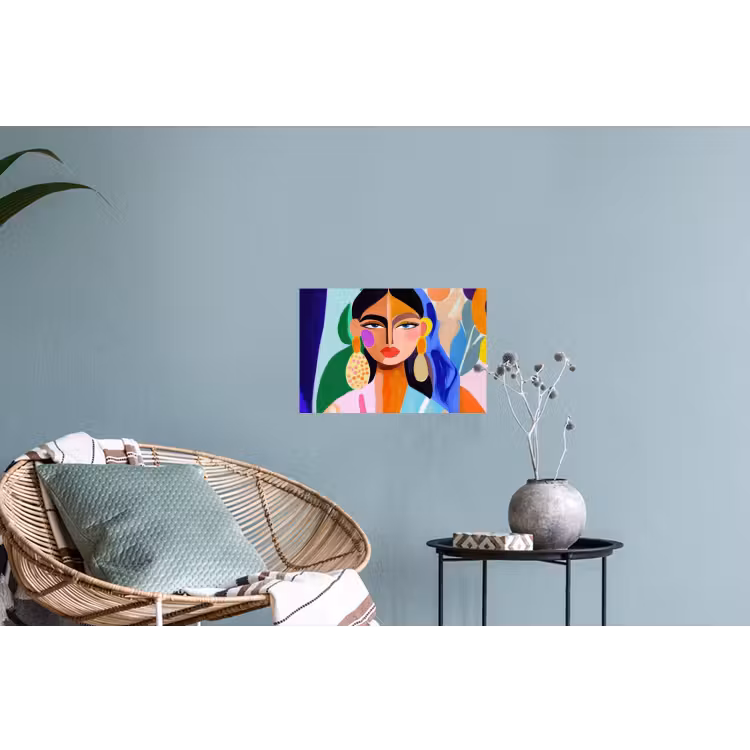 Portret - Vrouw - Modern Muursticker klein -plant