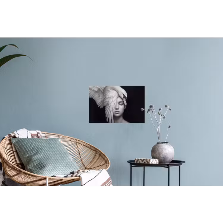 Portret - Zwaan - Zwart - Wit Muursticker klein -plant