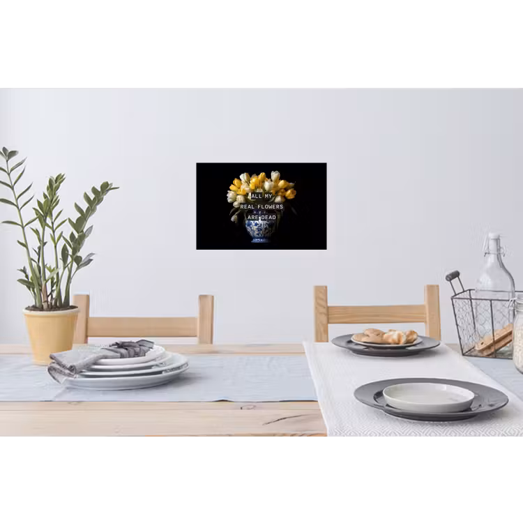 Quotes - Bloem - Tulp - Geel Muursticker klein -eettafel