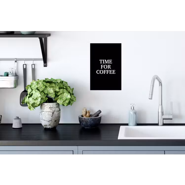 Quotes - Letters - Koffie - Zwart Muursticker klein -keuken