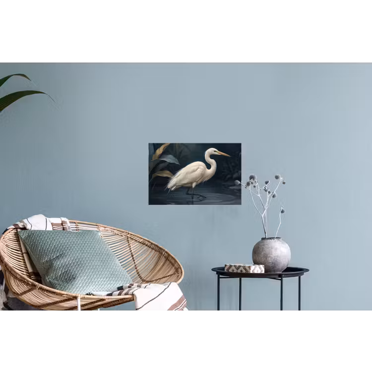 Reiger - Water - Natuur - Modern - Wit Muursticker klein -plant