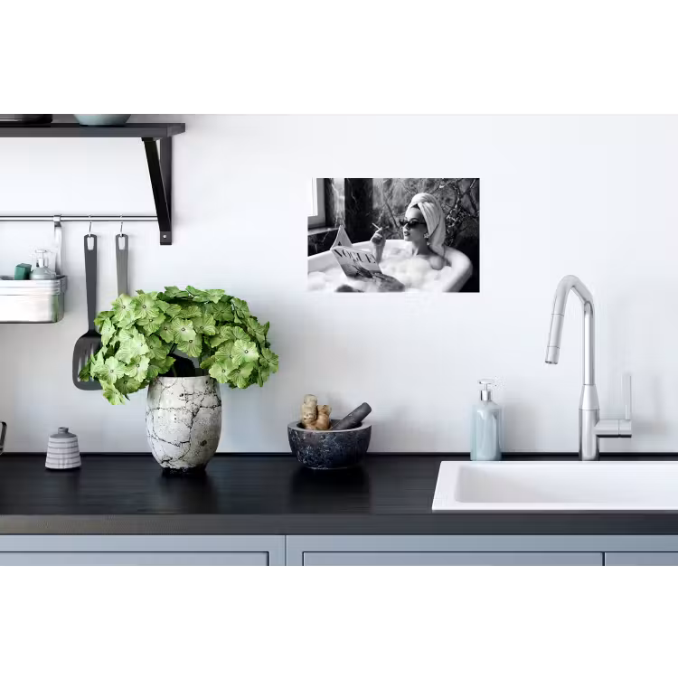 Relaxt - Bad - Zwart - Wit Muursticker klein -keuken